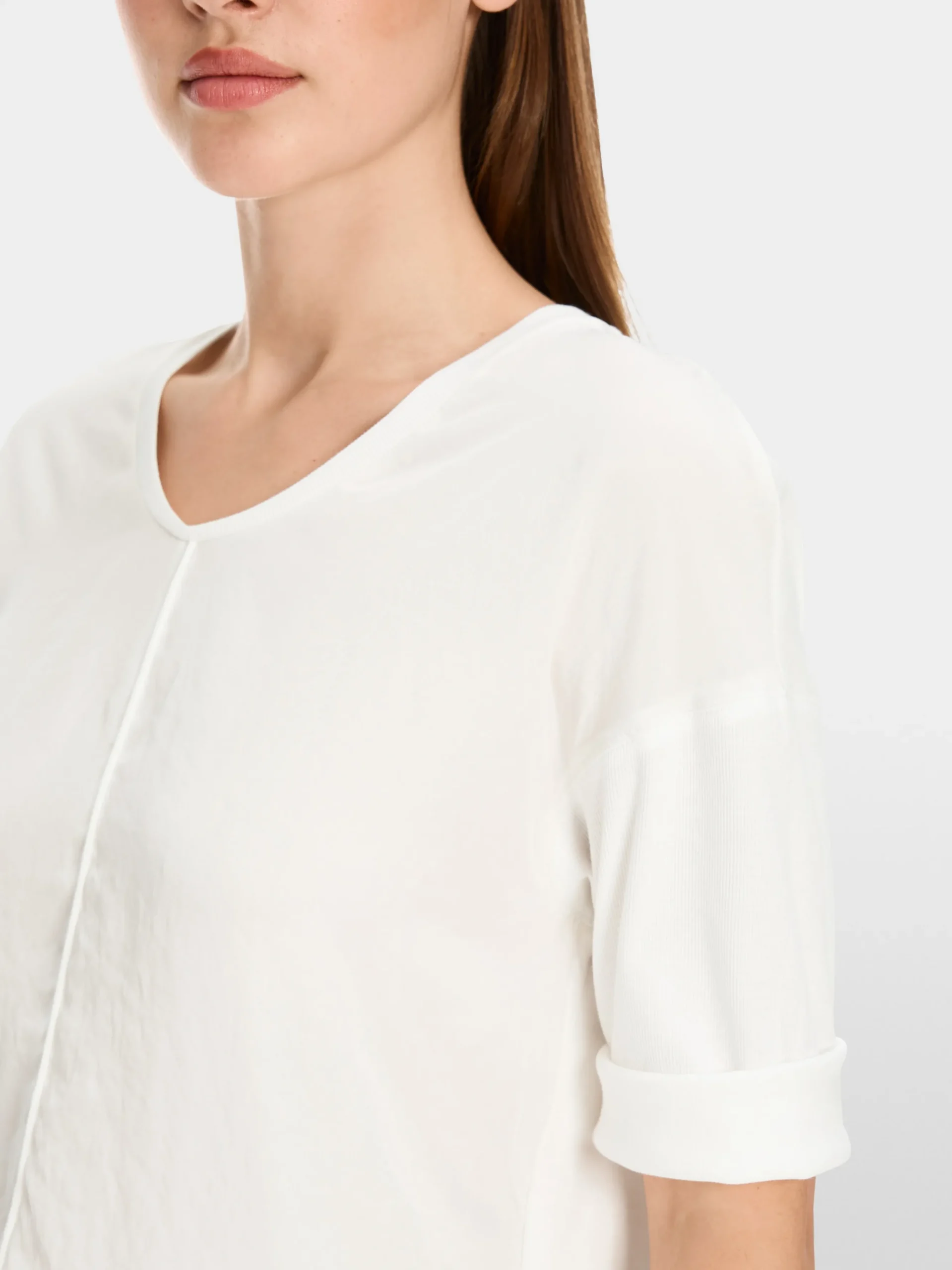 Marc Cain Blusen & Tuniken|Shirts & Tops-BLUSENSHIRT AUS MATERIAL-MIX off-white