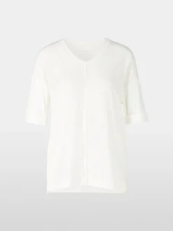 Marc Cain Blusen & Tuniken|Shirts & Tops-BLUSENSHIRT AUS MATERIAL-MIX off-white