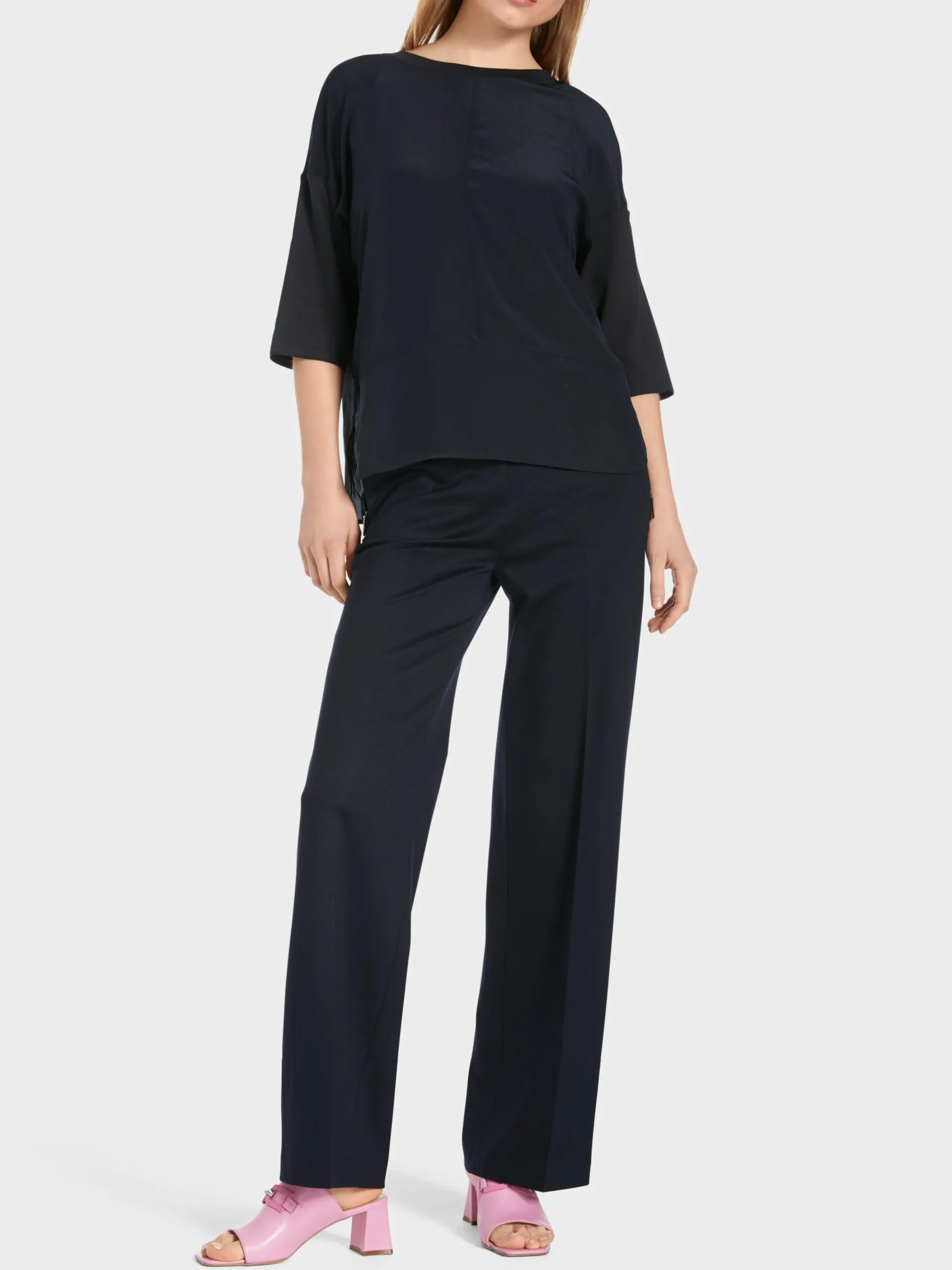 Marc Cain Blusen & Tuniken|Shirts & Tops-BLUSENSHIRT AUS MATERIALMIX midnight blue