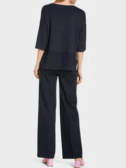 Marc Cain Blusen & Tuniken|Shirts & Tops-BLUSENSHIRT AUS MATERIALMIX midnight blue