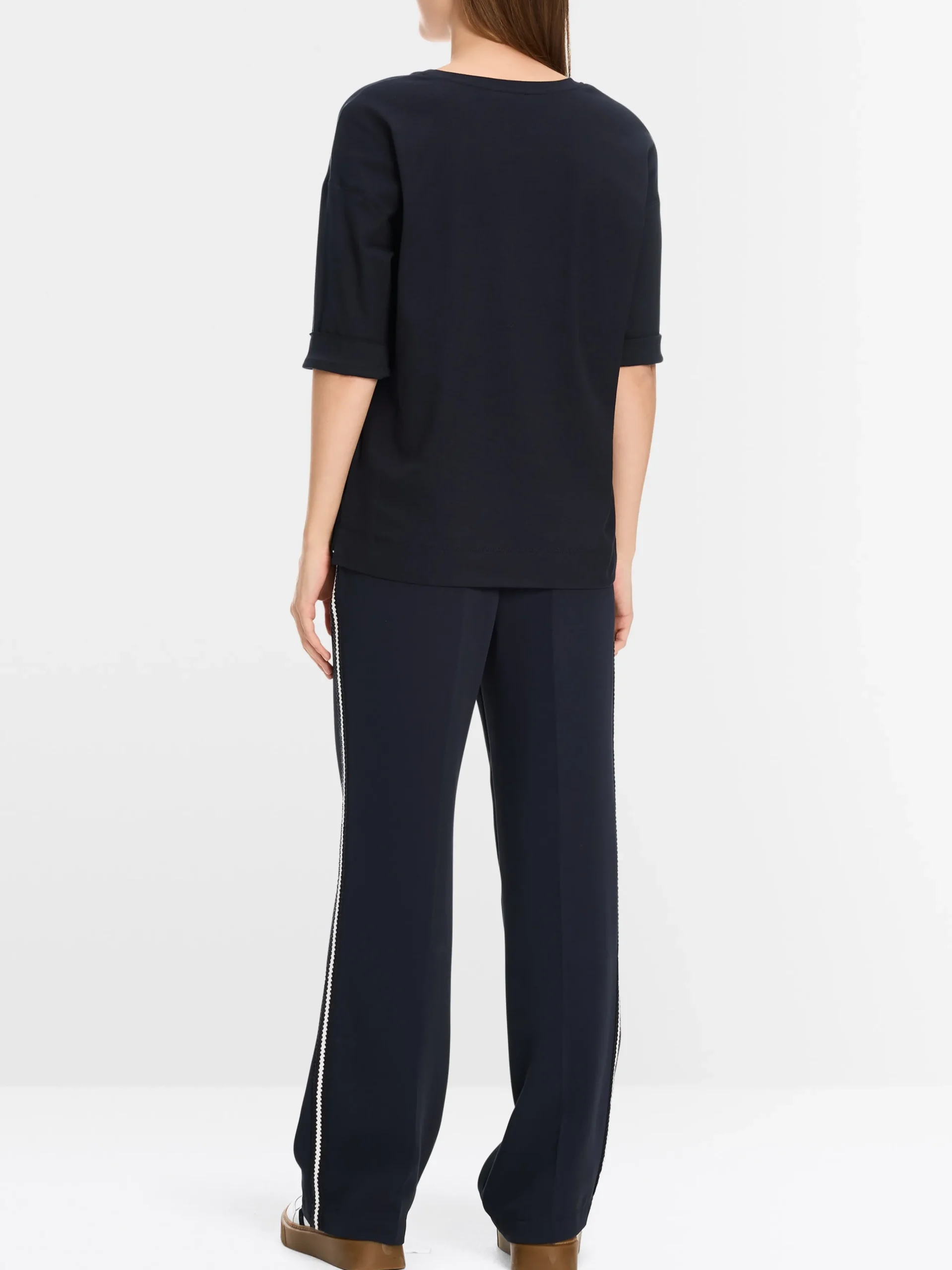 Marc Cain Blusen & Tuniken|Shirts & Tops-BLUSENSHIRT AUS MATERIAL-MIX midnight blue