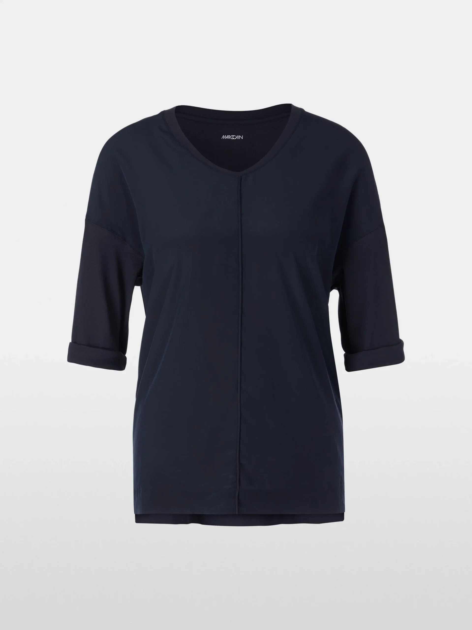 Marc Cain Blusen & Tuniken|Shirts & Tops-BLUSENSHIRT AUS MATERIAL-MIX midnight blue