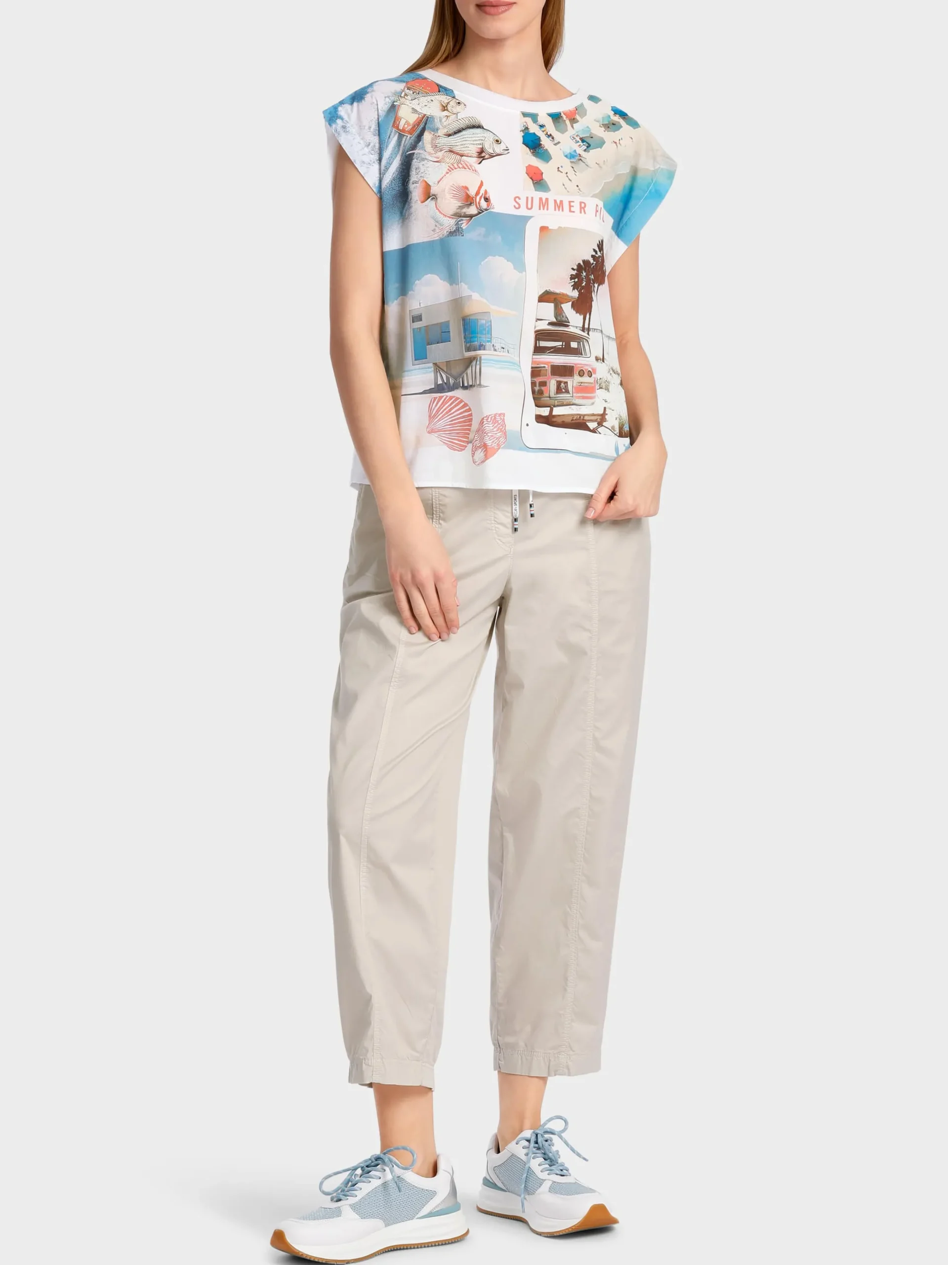Marc Cain Blusen & Tuniken|Shirts & Tops-BLUSENSHIRT IM MEMORIESPRINT white