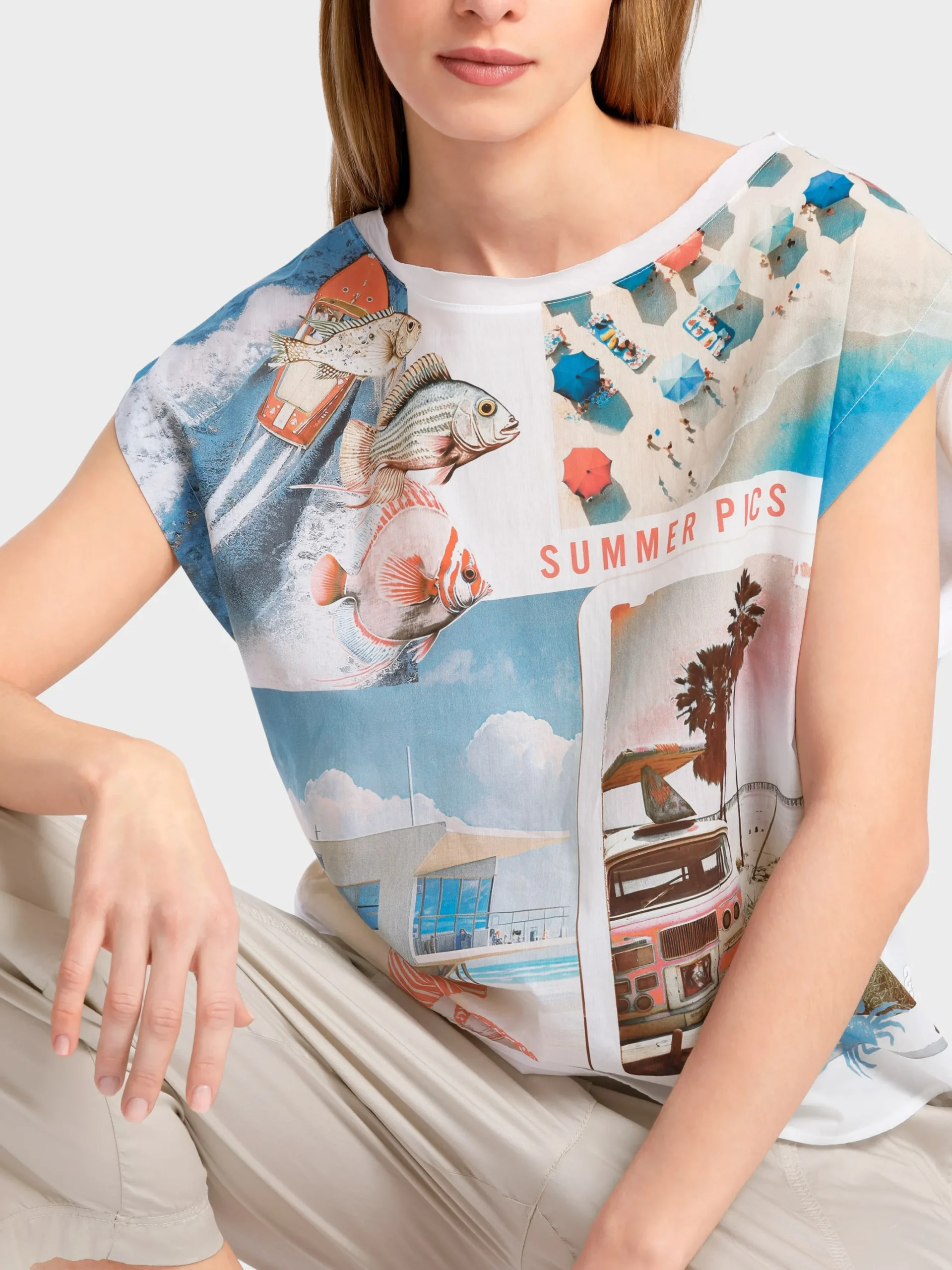 Marc Cain Blusen & Tuniken|Shirts & Tops-BLUSENSHIRT IM MEMORIESPRINT white