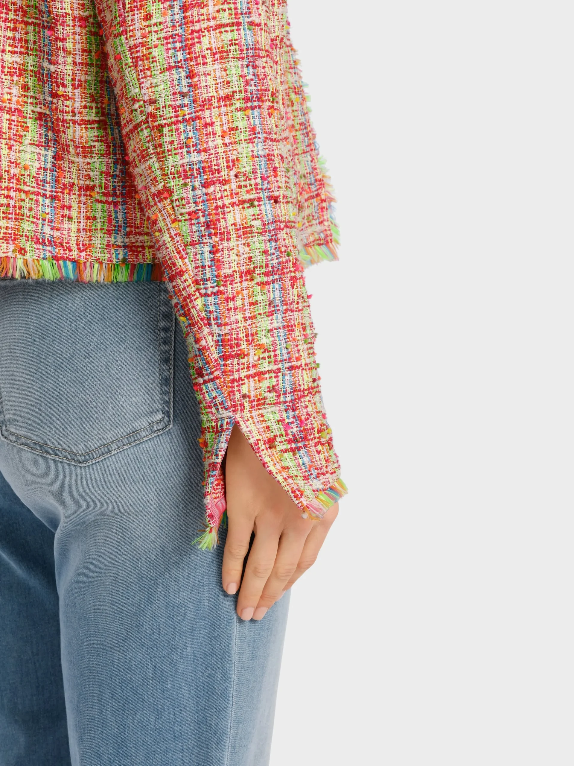 Marc Cain Jacken-BOUCLÉ-JACKE IN MULTICOLOR-KARO light apple green