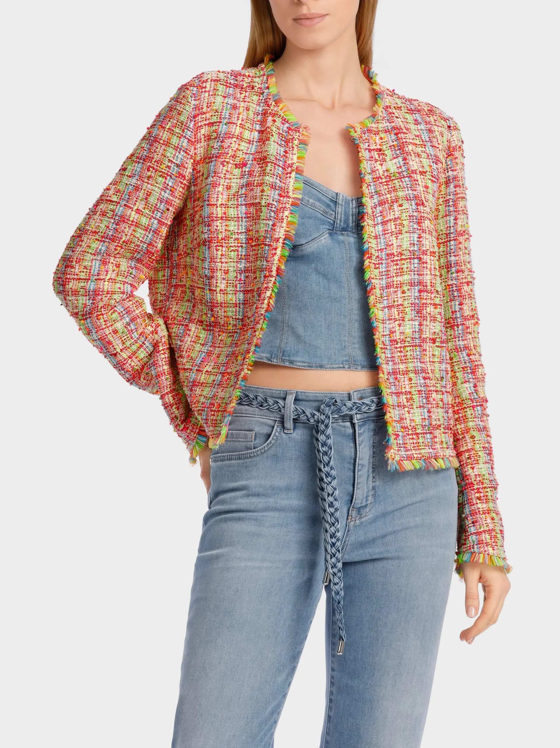 Marc Cain Jacken-BOUCLÉ-JACKE IN MULTICOLOR-KARO light apple green
