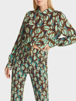 Marc Cain Blusen & Tuniken-BUNT GEMUSTERTE HEMDBLUSE soft malachite