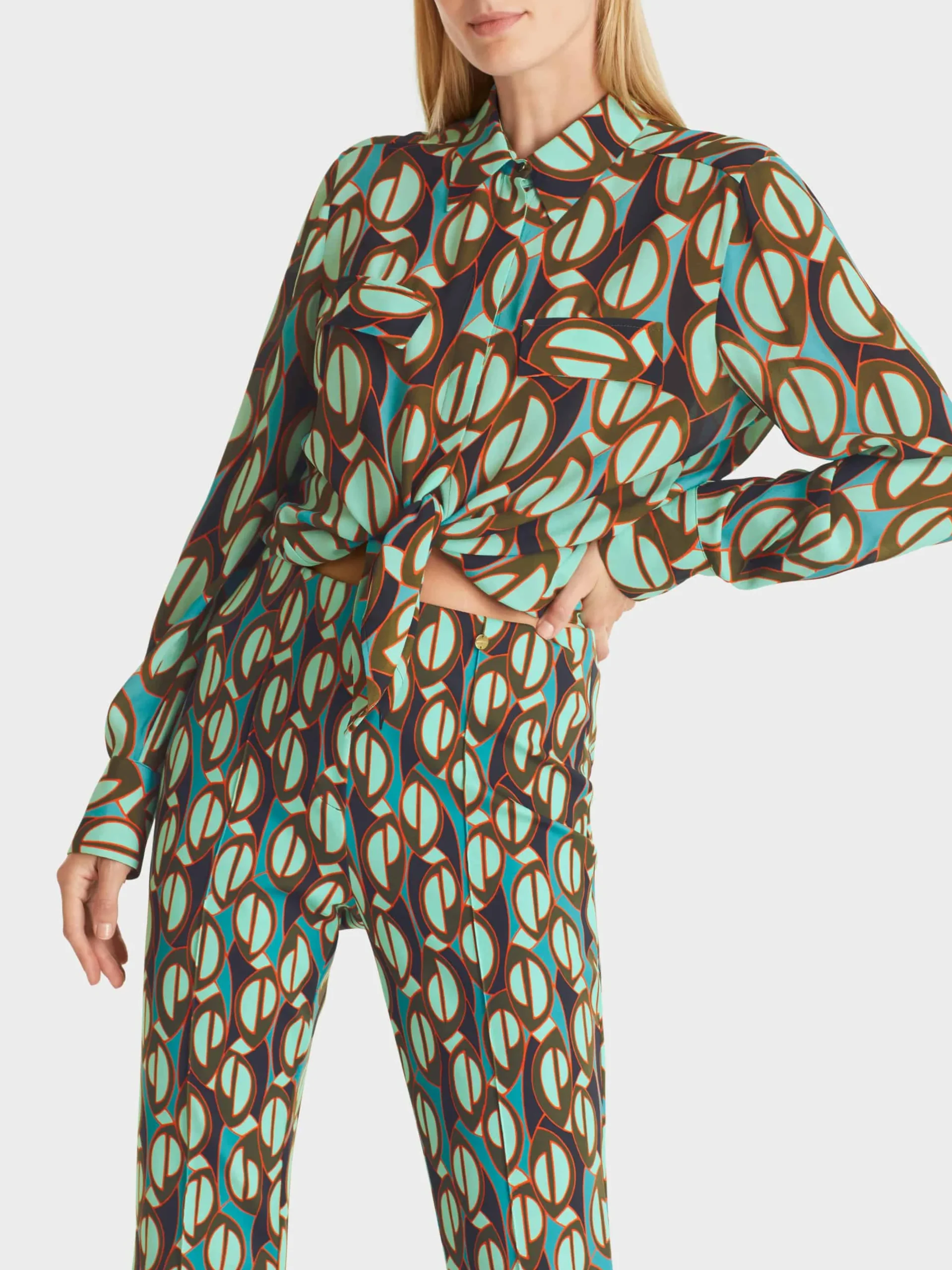 Marc Cain Blusen & Tuniken-BUNT GEMUSTERTE HEMDBLUSE soft malachite
