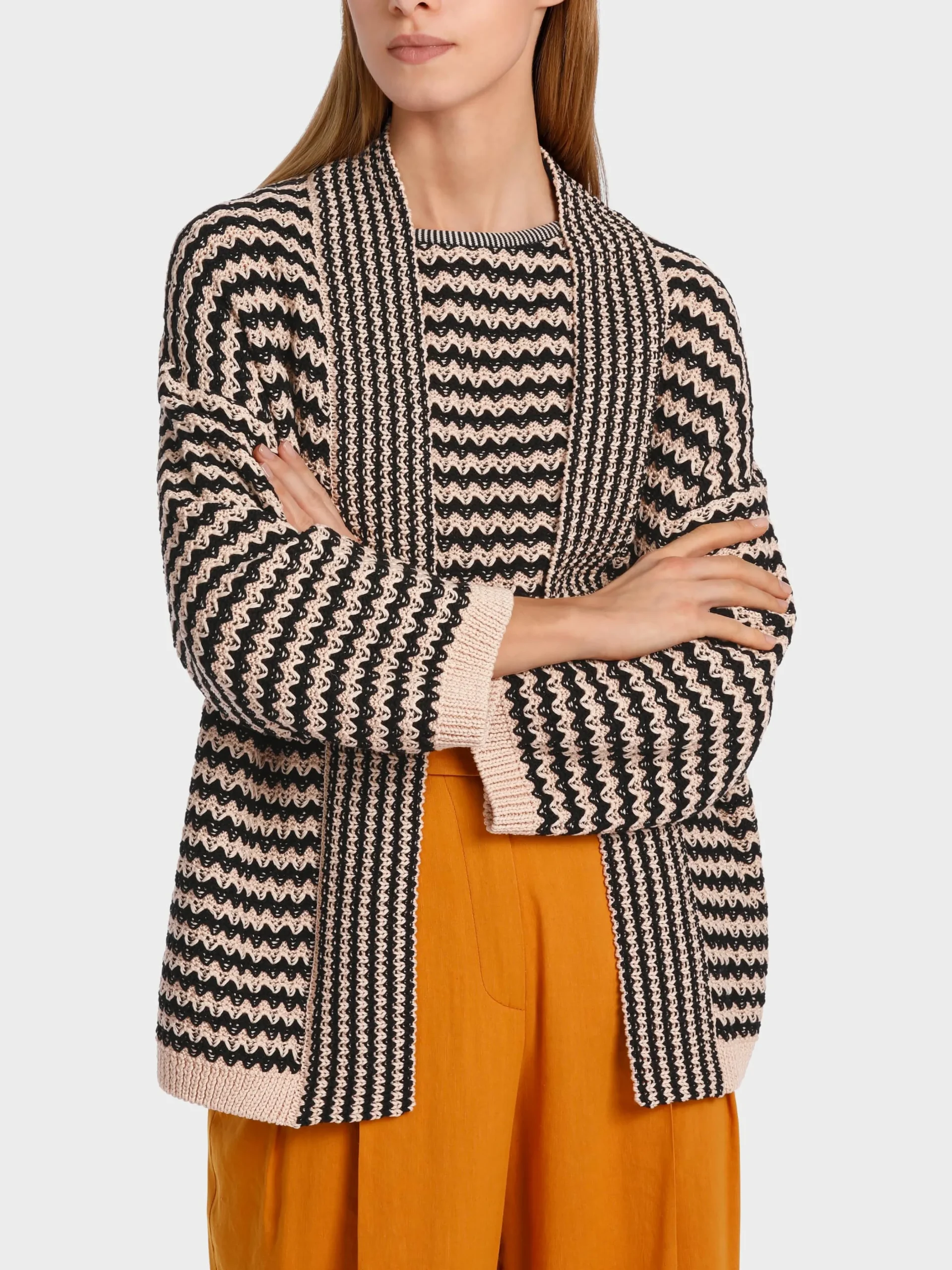 Marc Cain Jacken|Strick-CARDIGAN IM MUSTERMIX “RETHINK TOGETHER” soft rose