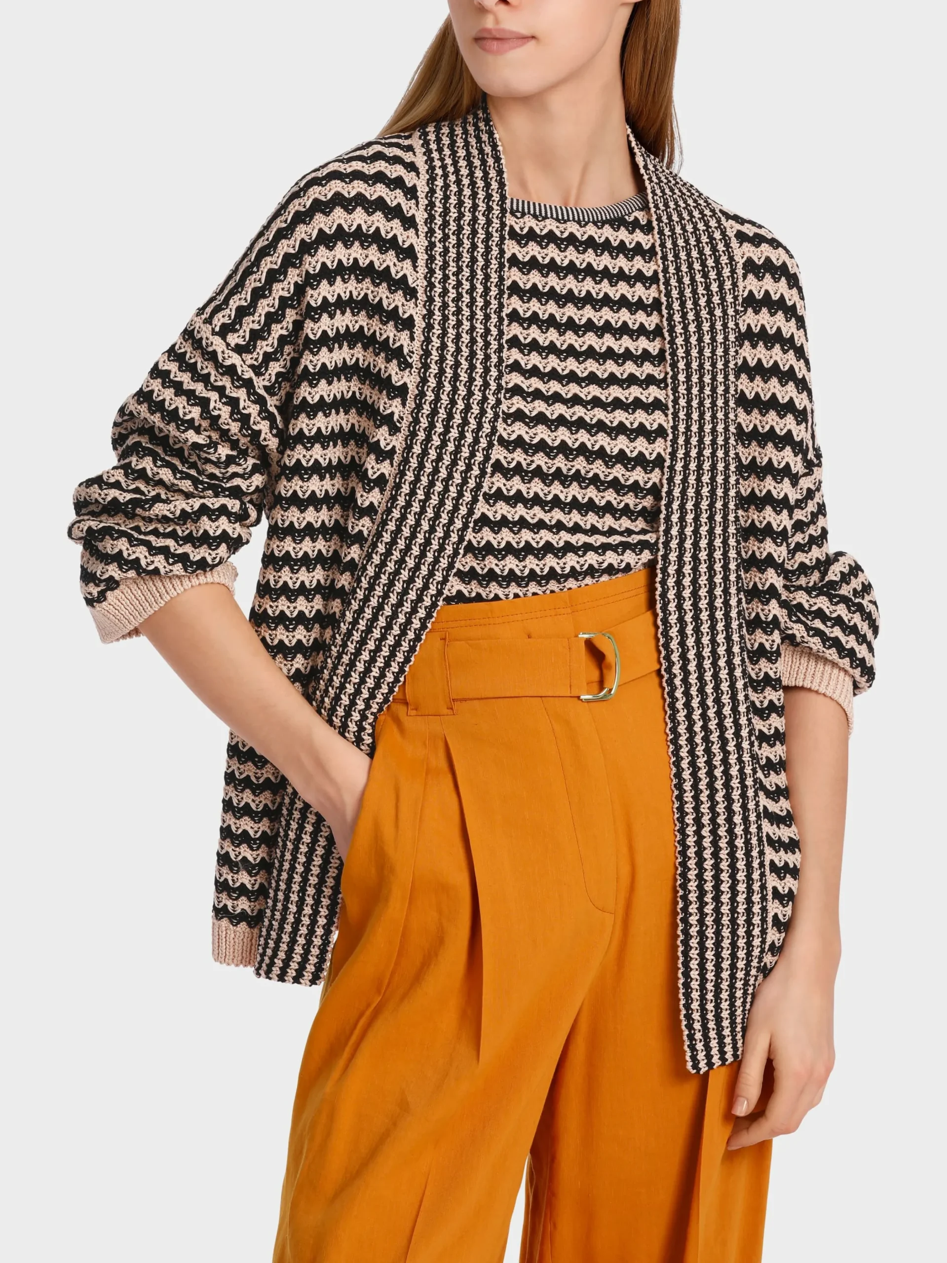 Marc Cain Jacken|Strick-CARDIGAN IM MUSTERMIX “RETHINK TOGETHER” soft rose