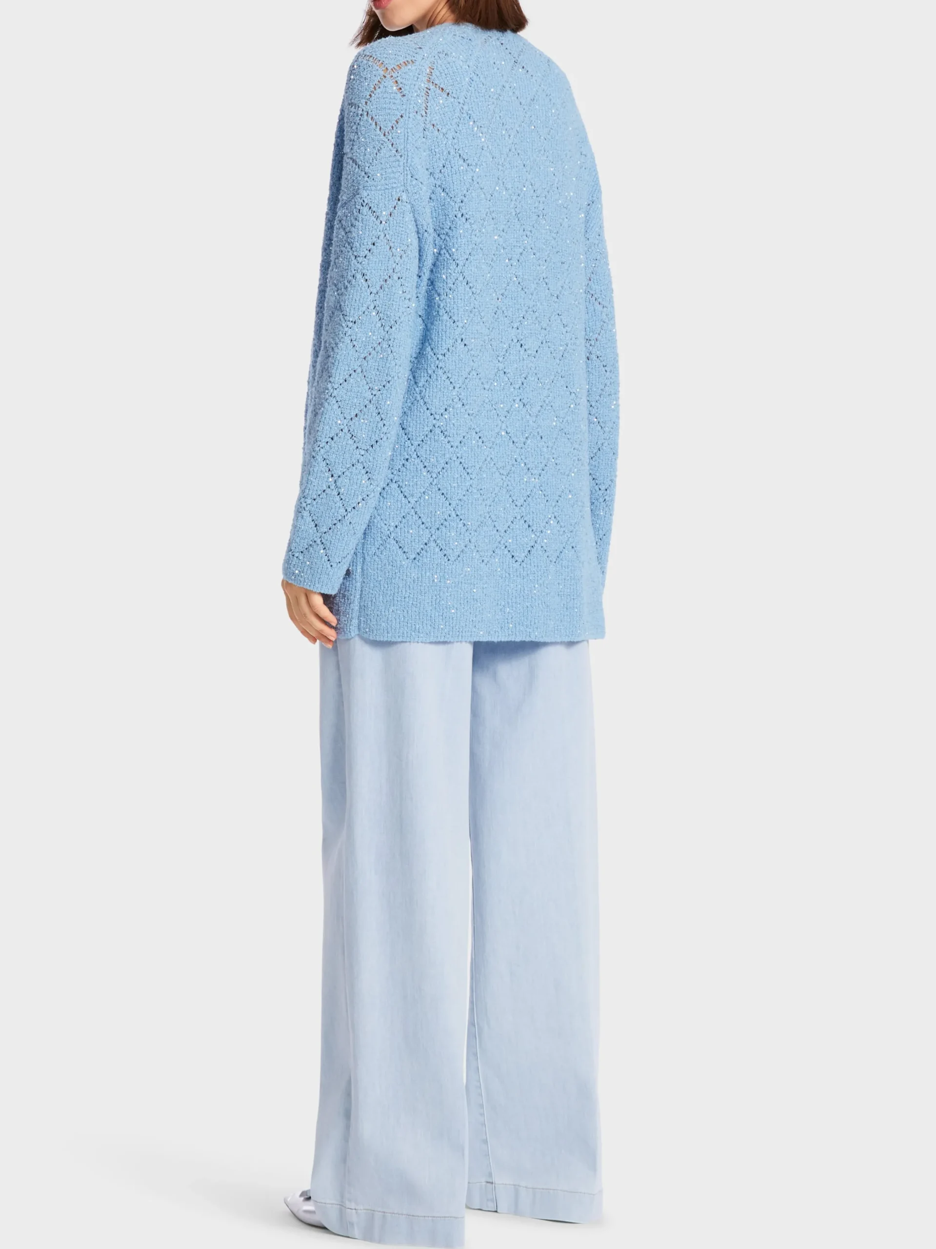 Marc Cain Jacken|Strick-CARDIGAN IN DEUTSCHLAND GESTRICKT soft summer sky