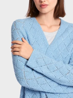Marc Cain Jacken|Strick-CARDIGAN IN DEUTSCHLAND GESTRICKT soft summer sky
