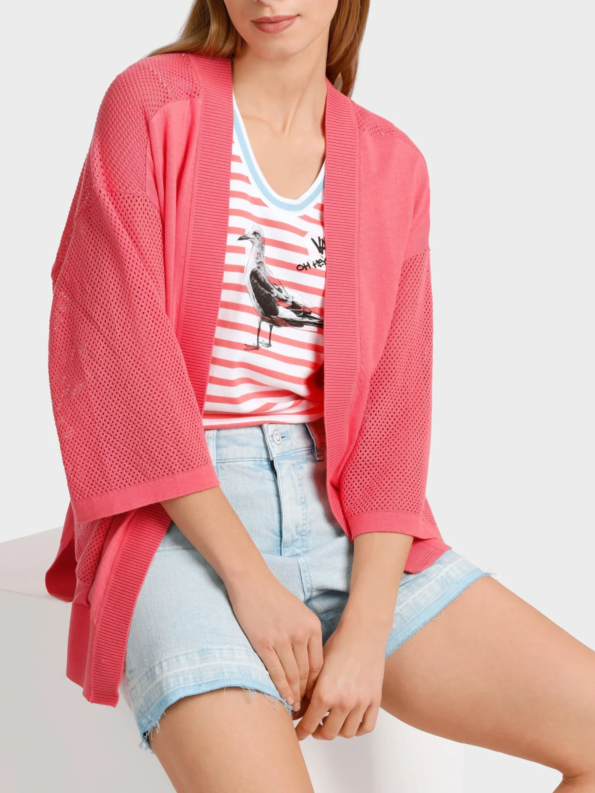 Marc Cain Jacken|Strick-CARDIGAN MIT LOCHINSERT light neon red