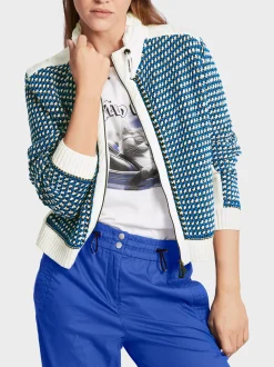 Marc Cain Jacken|Strick-CARDIGAN MIT ZIPP KNITTED IN GERMANY bright royal blue