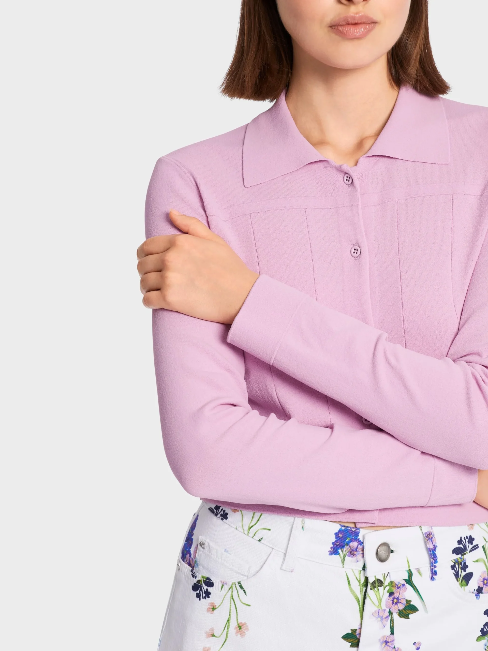 Marc Cain Jacken|Strick-CARDIGAN "RETHINK TOGETHER" pink lavender