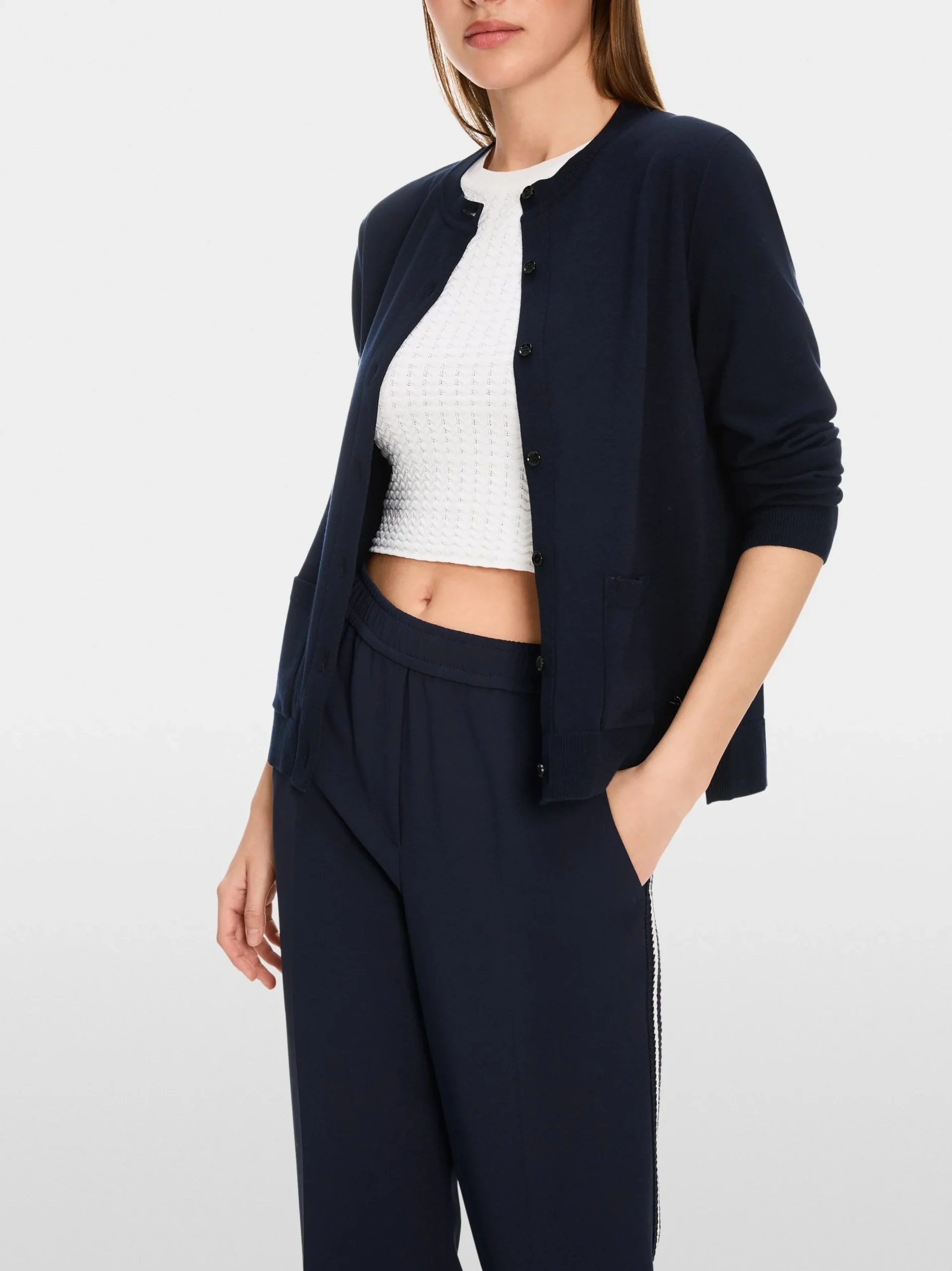 Marc Cain Jacken|Strick-CARDIGAN "RETHINK TOGETHER" midnight blue