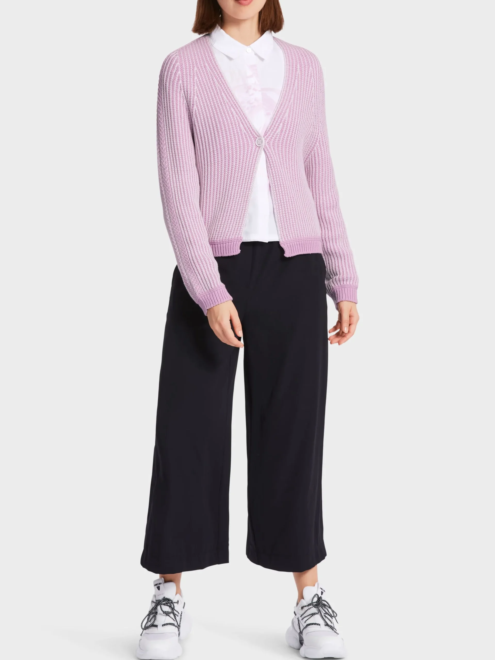 Marc Cain Jacken|Strick-CARDIGAN "RETHINK TOGETHER" bright pink lavender