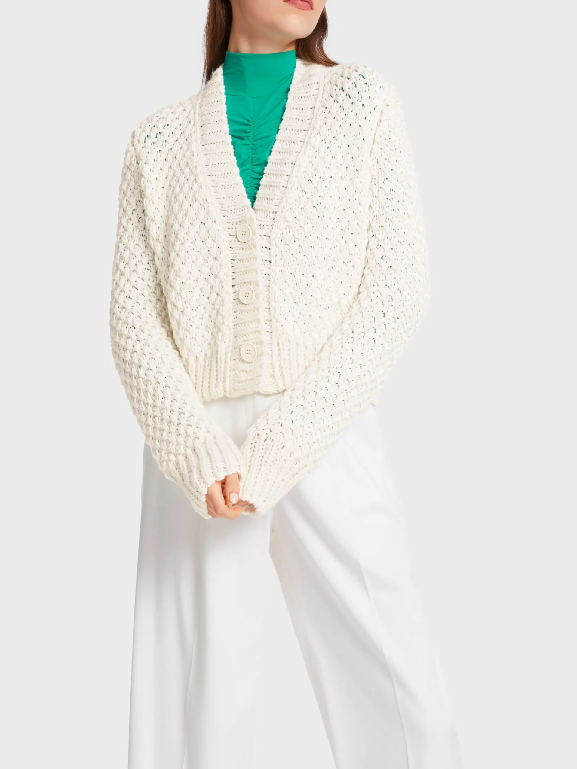 Marc Cain Jacken|Strick-CARDIGAN "RETHINK TOGETHER" off-white