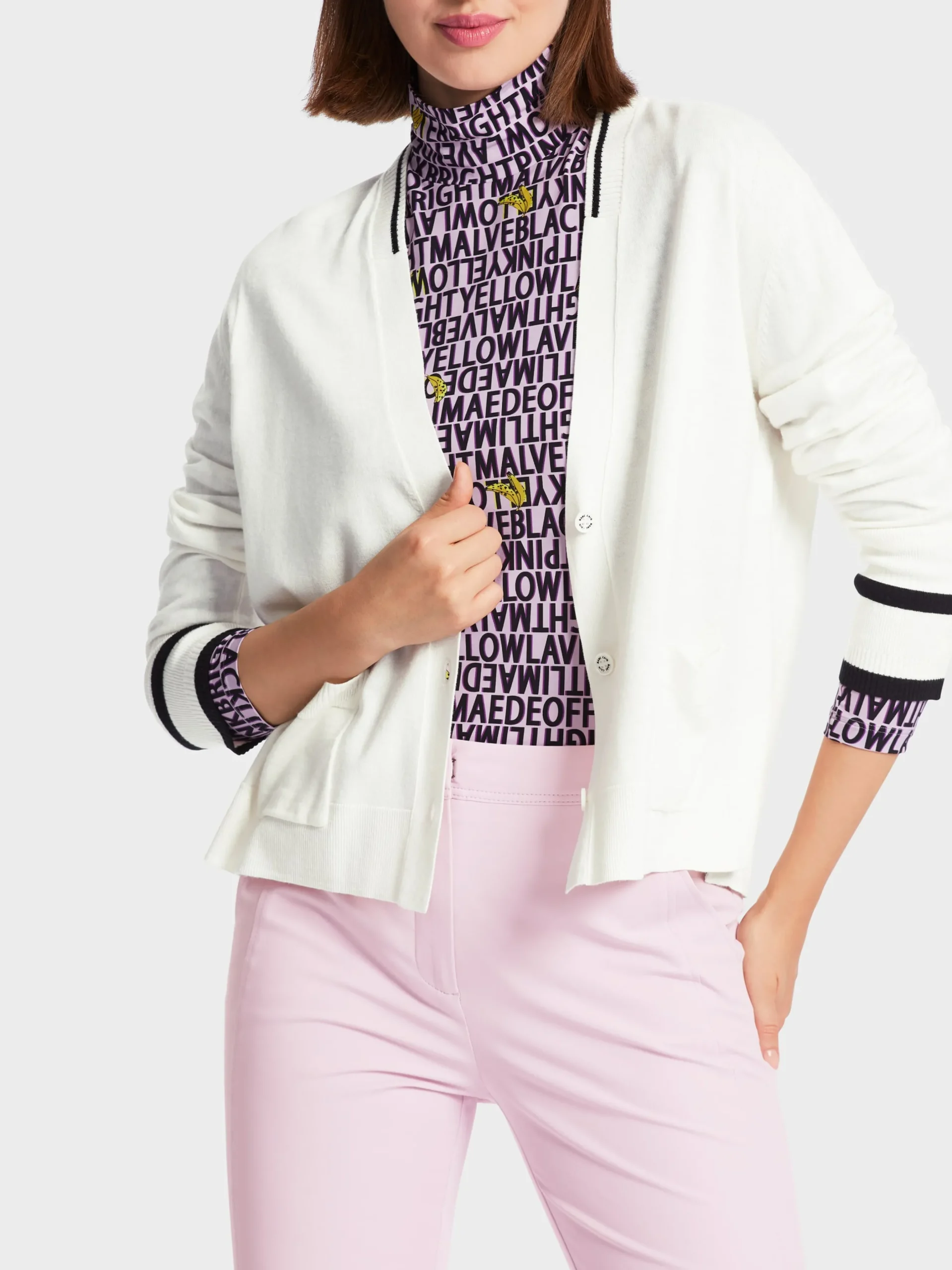 Marc Cain Jacken|Strick-CARDIGAN "RETHINK TOGETHER" off-white