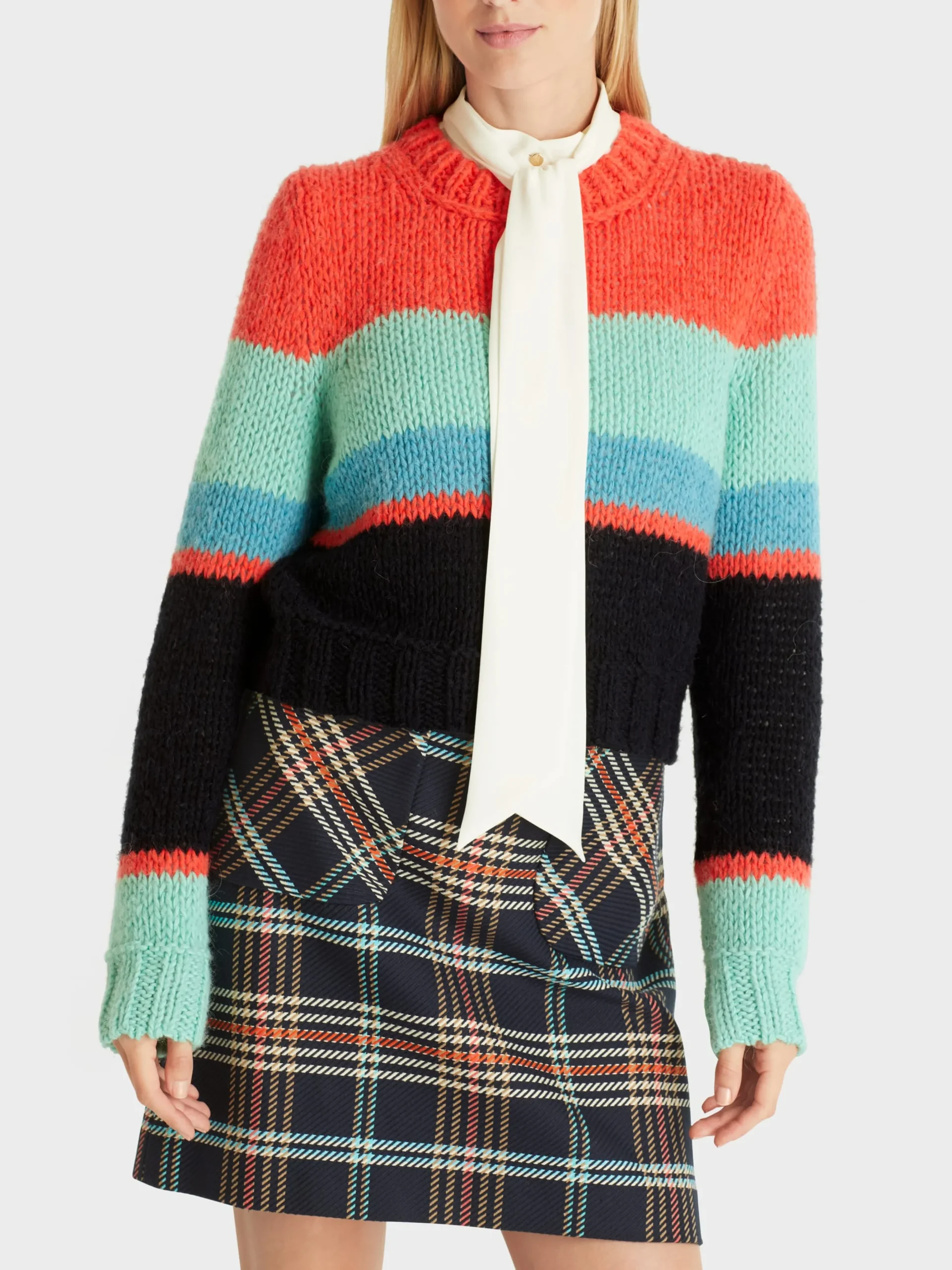 Marc Cain Pullover & Sweatshirts|Strick-COLOR-BLOCKING-PULLI KNITTED IN GERMANY deep tourmaline