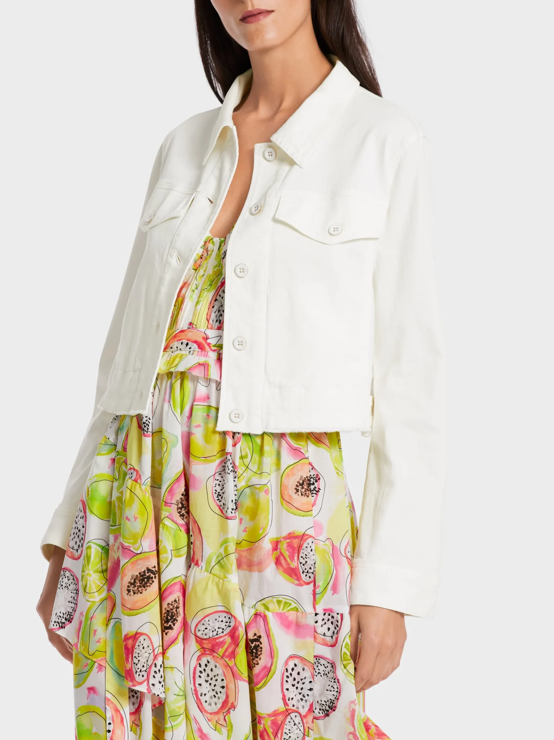 Marc Cain Jacken-COLOURED JEANSJACKE "RETHINK TOGETHER" off-white
