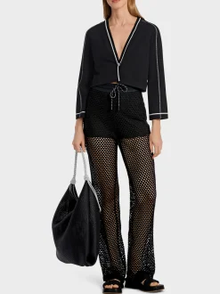 Marc Cain Jacken|Strick-CROPPED "RETHINK TOGETHER"-CARDIGAN black