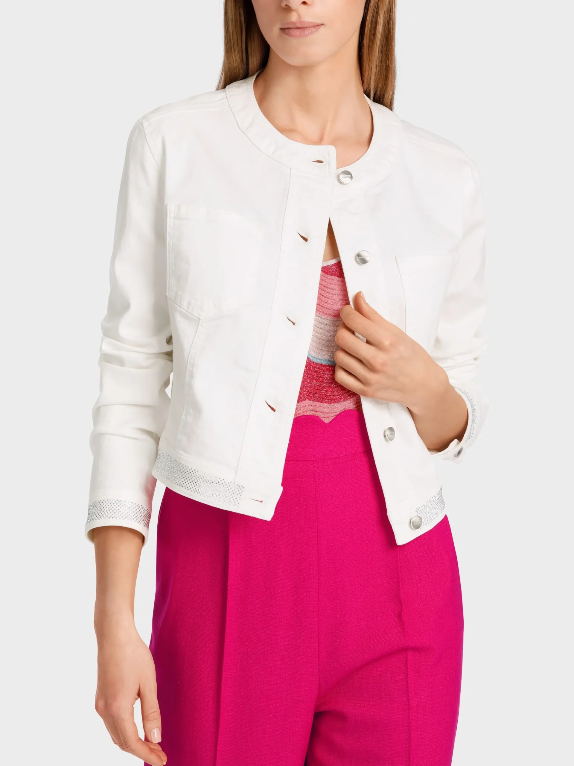 Marc Cain Jacken-DENIM-JACKE MIT NIETEN off-white