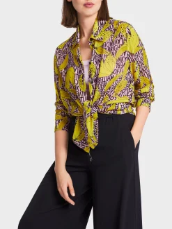Marc Cain Blusen & Tuniken-DESSINIERTE HEMDBLUSE AUS VISKOSECRÊPE bright pink lavender