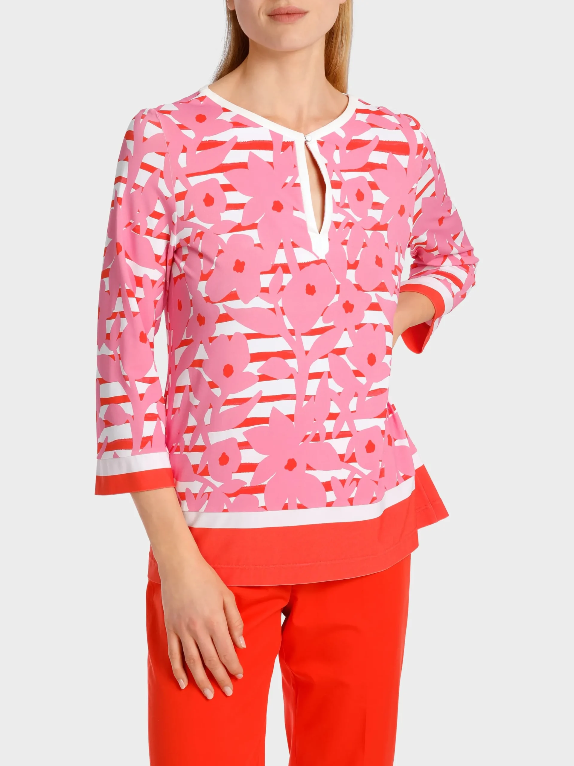 Marc Cain Blusen & Tuniken|Shirts & Tops-ELEGANTE BLUSE MIT OVERPRINT lip gloss