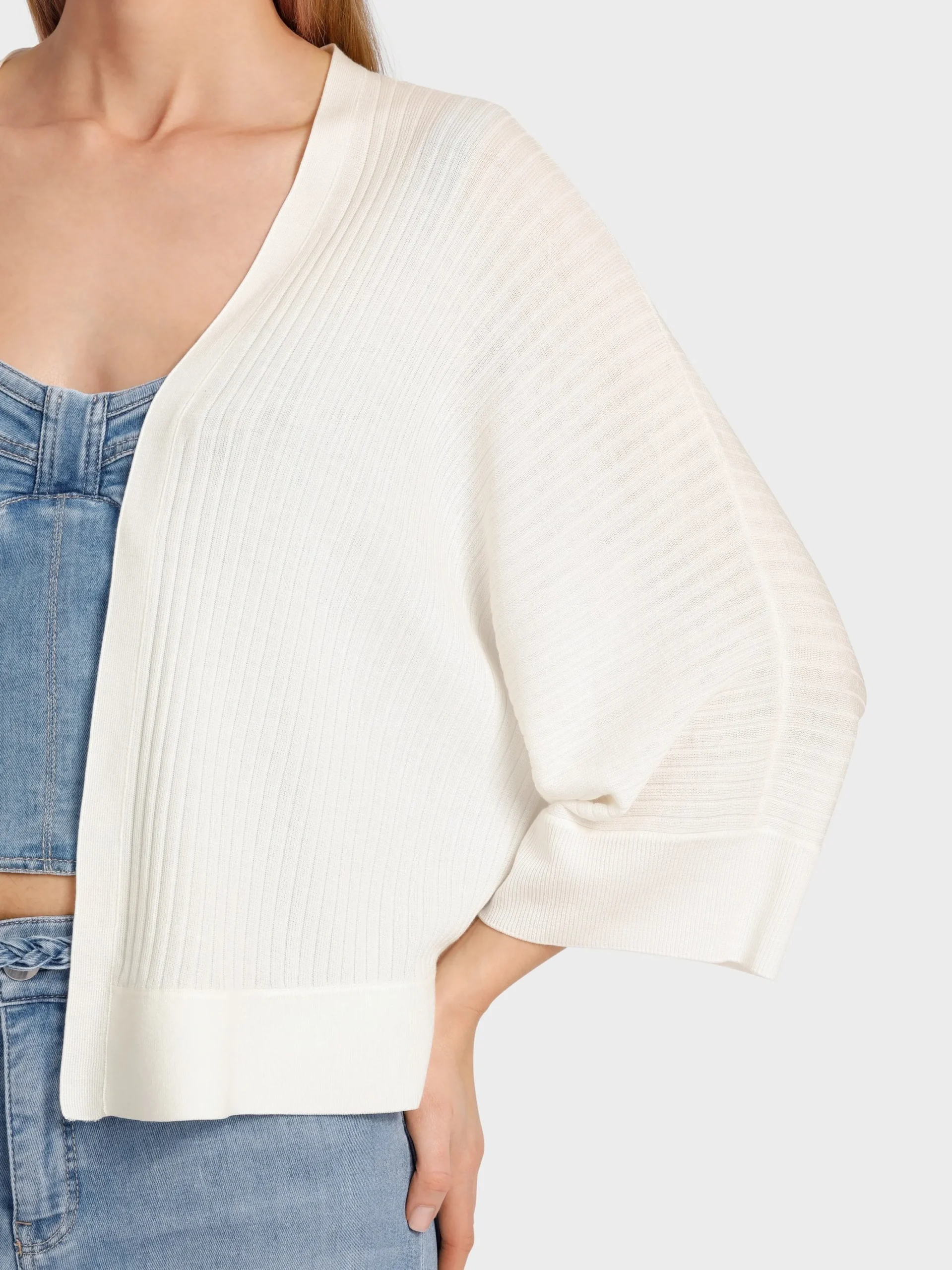 Marc Cain Strick|Jacken-ELEGANTER CARDIGAN IN KIMONOFORM off-white