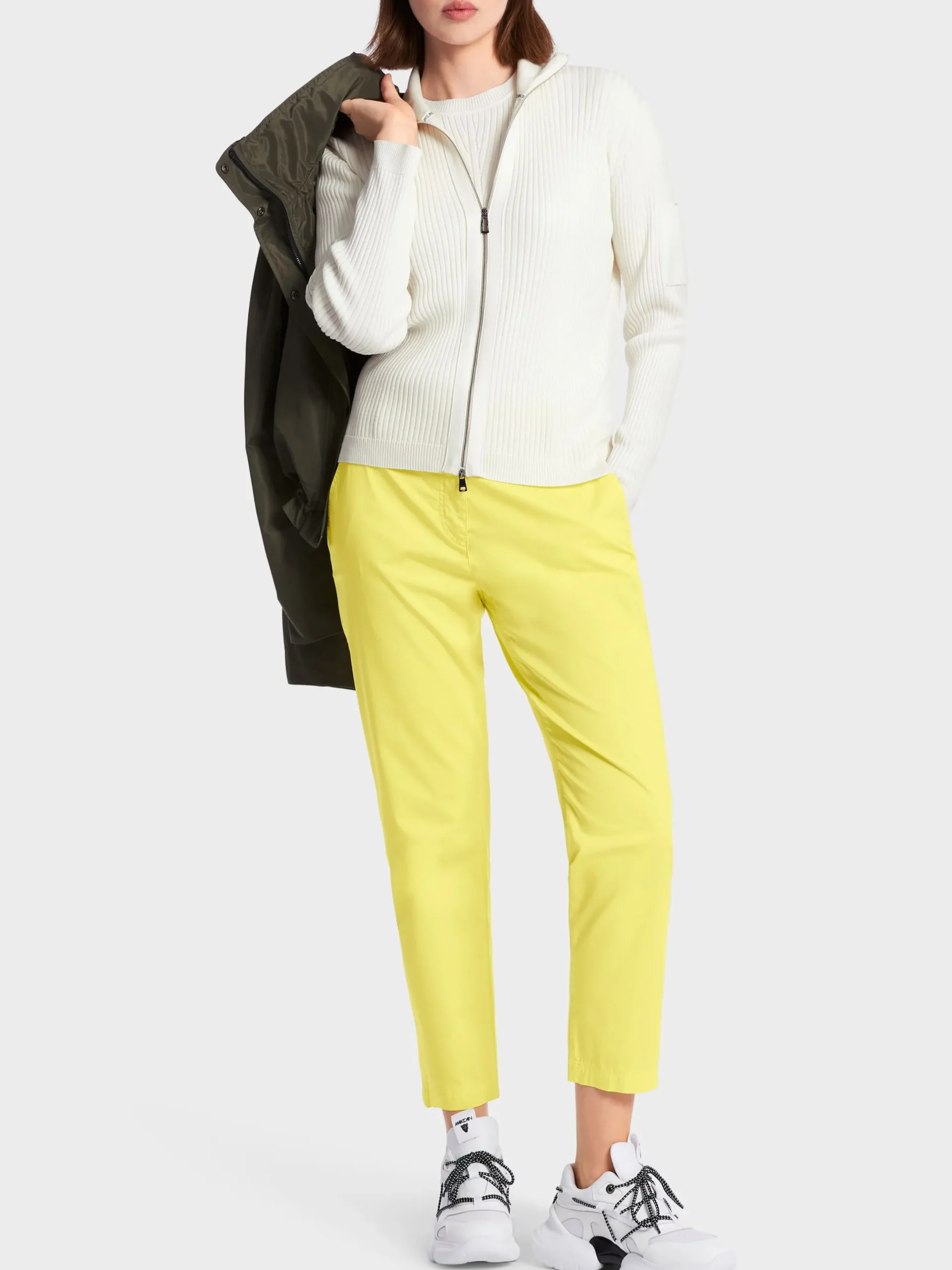 Marc Cain Strick|Jacken-FEINSTRICK CARDIGAN MIT ZIPP off-white
