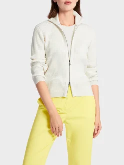 Marc Cain Strick|Jacken-FEINSTRICK CARDIGAN MIT ZIPP off-white