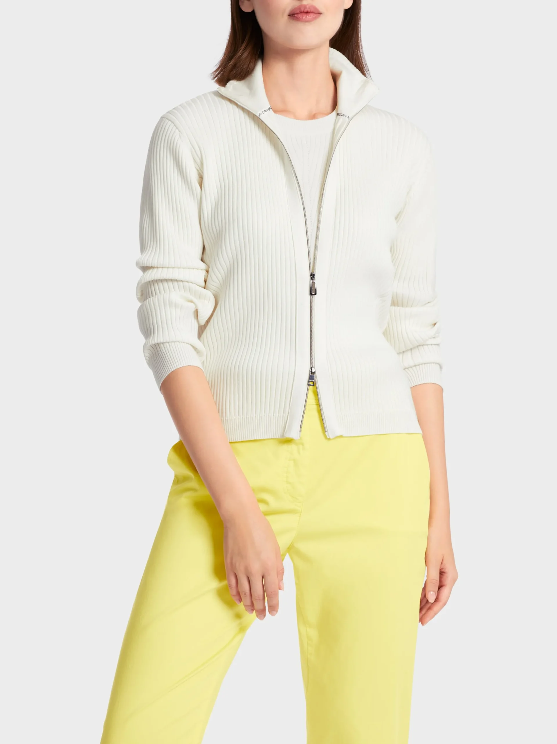 Marc Cain Strick|Jacken-FEINSTRICK CARDIGAN MIT ZIPP off-white