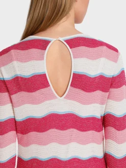 Marc Cain Kleider|Strick-FEINSTRICKKLEID IM WELLENMUSTER deep fuchsia