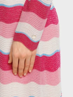 Marc Cain Kleider|Strick-FEINSTRICKKLEID IM WELLENMUSTER deep fuchsia
