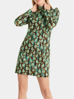 Marc Cain Kleider-FIGURNAHES KLEID IM FARBENFROHEN DESSIN soft malachite