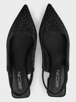 Marc Cain Schuhe-FLACHE SLINGPUMPS MIT KRISTALLEN black