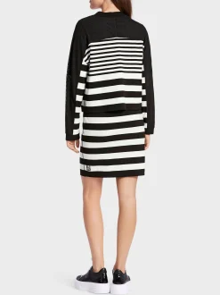 Marc Cain Jacken|Strick-GESTREIFTER CARDIGAN "RETHINK TOGETHER" white and black