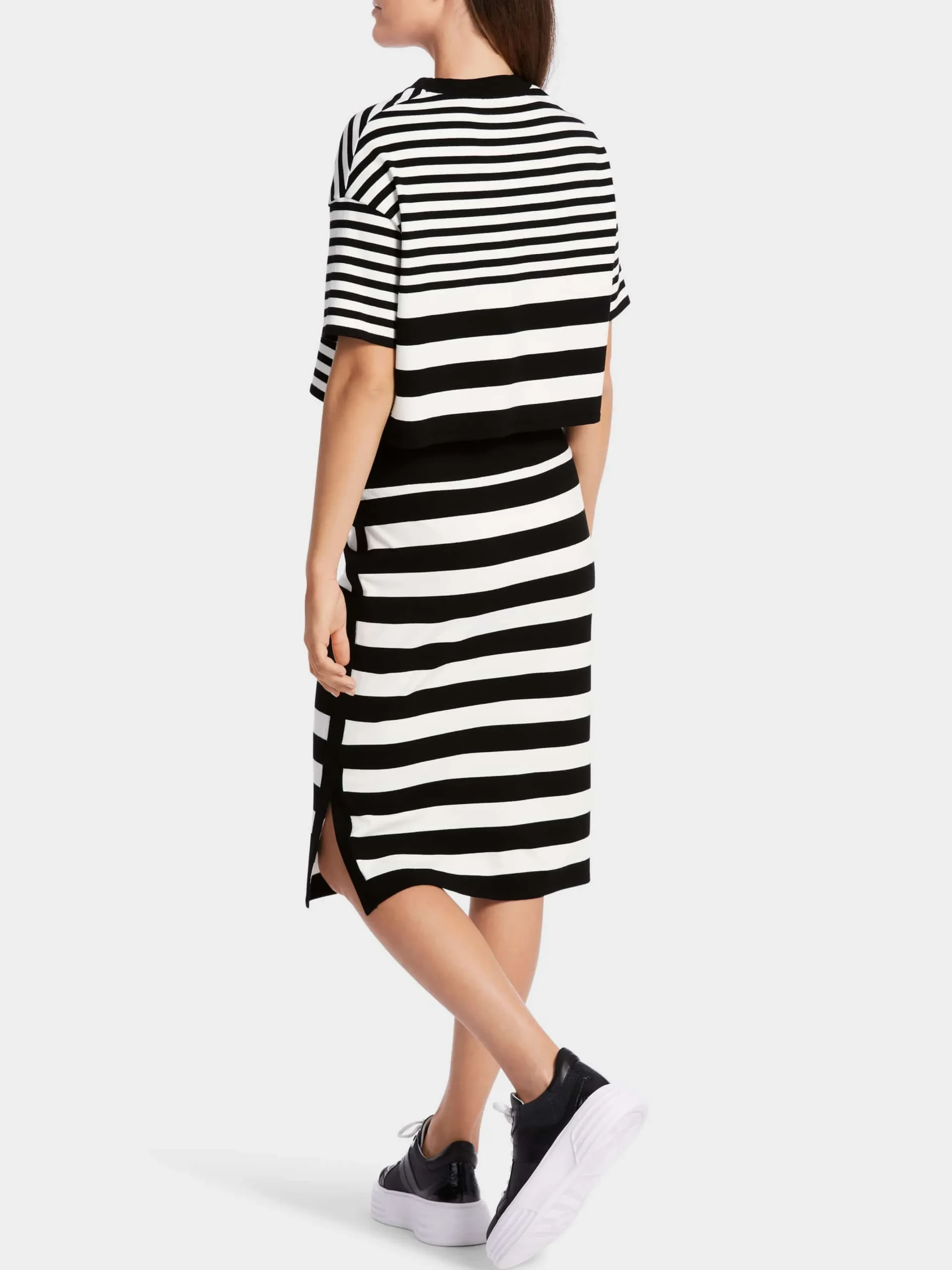 Marc Cain Strick|Röcke-GESTREIFTER ROCK "RETHINK TOGETHER" white and black