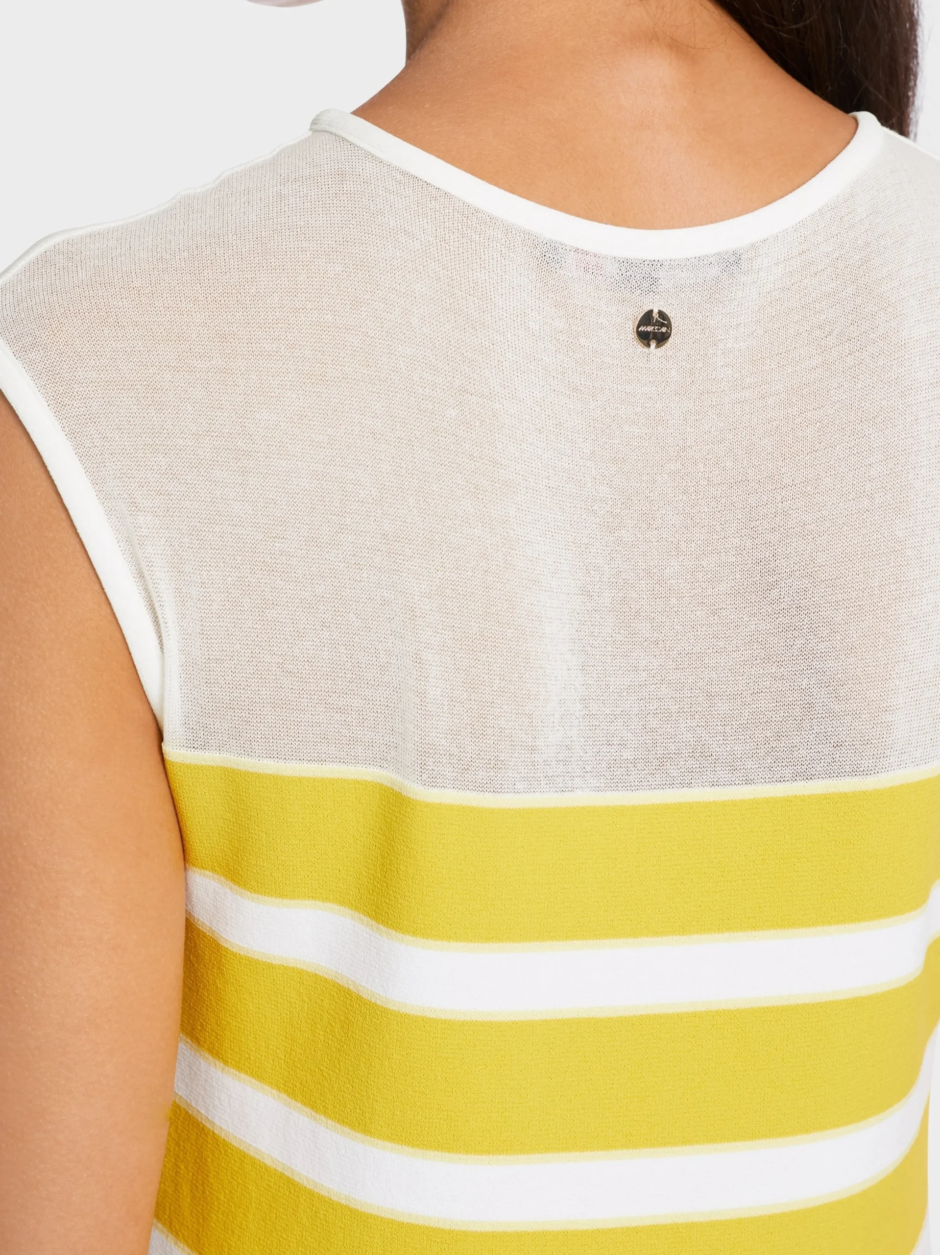 Marc Cain Kleider|Strick-GESTREIFTES KLEID KNITTED IN GERMANY bright sulphur