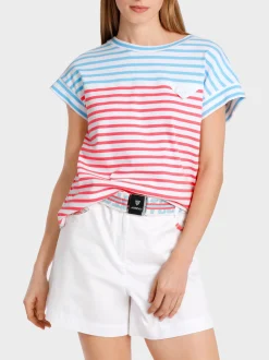 Marc Cain Shirts & Tops-GESTREIFTES T-SHIRT light turquoise