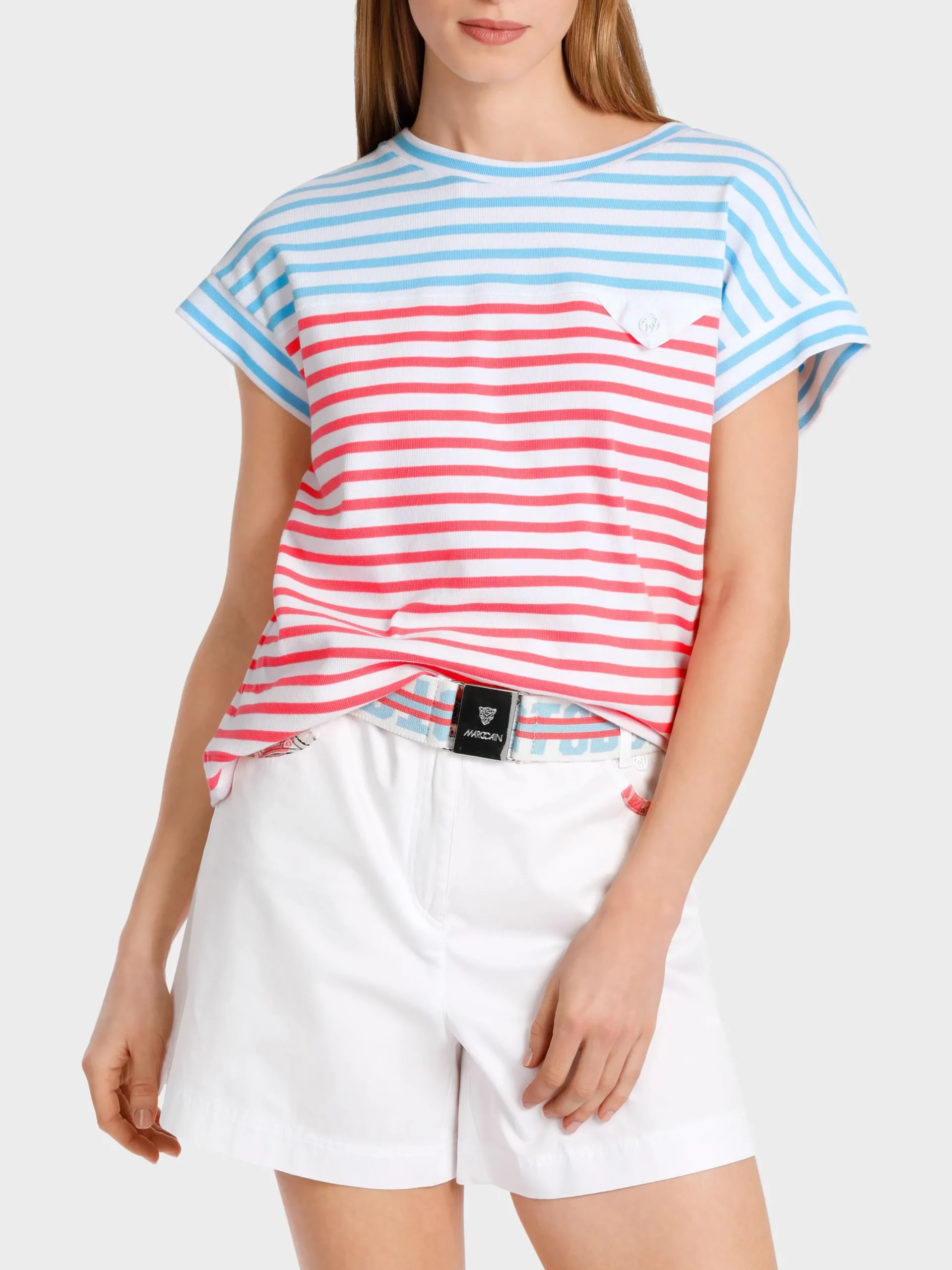 Marc Cain Shirts & Tops-GESTREIFTES T-SHIRT light turquoise