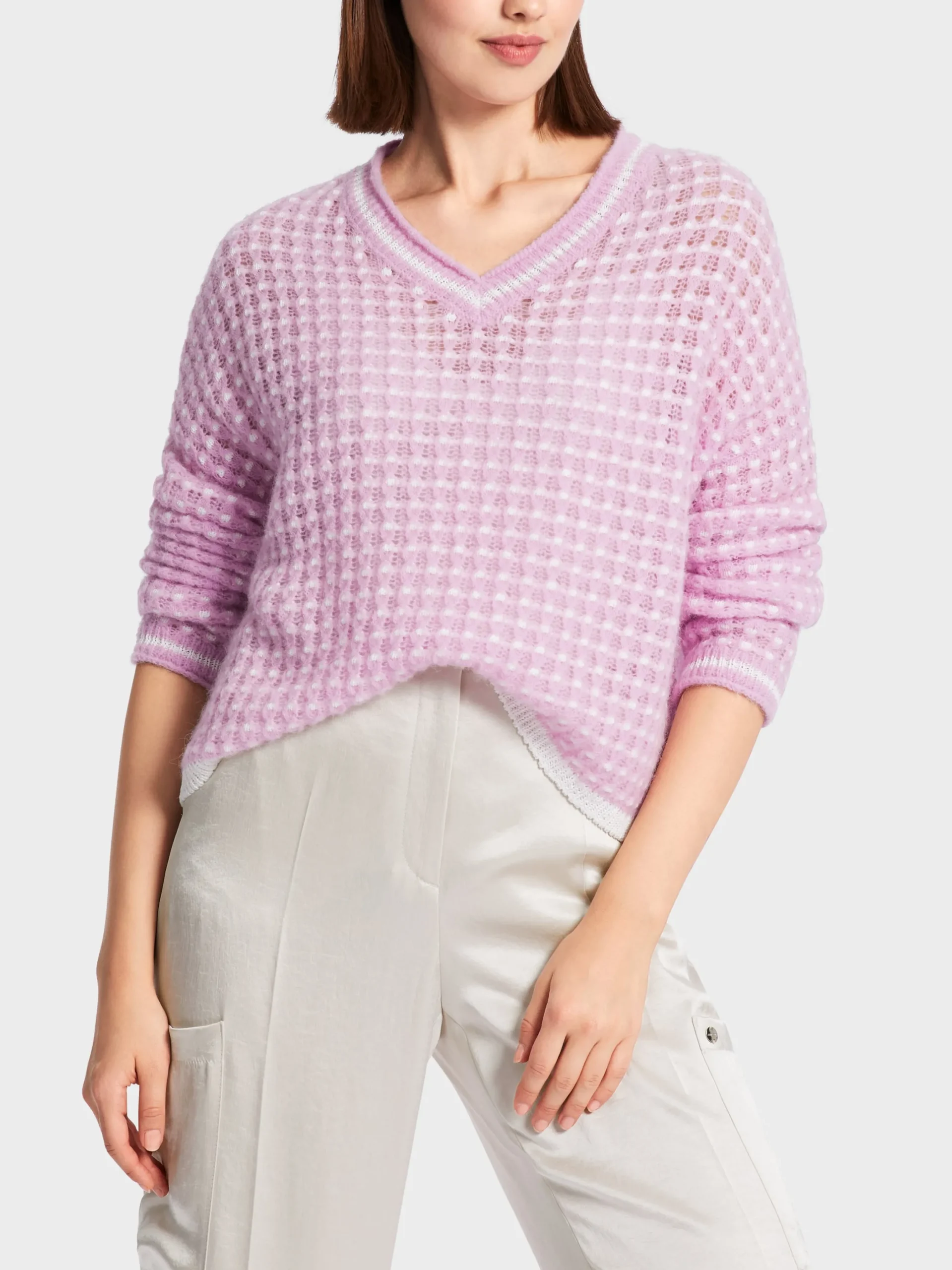 Marc Cain Pullover & Sweatshirts|Strick-GESTRICKTER PULLI "RETHINK TOGETHER" pink lavender