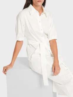 Marc Cain Kleider-HEMDBLUSENKLEID MIT AUFGESETZTEN TASCHEN off-white