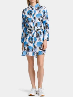 Marc Cain Kleider-HEMDBLUSENKLEID MIT PALMENPRINT bright azure