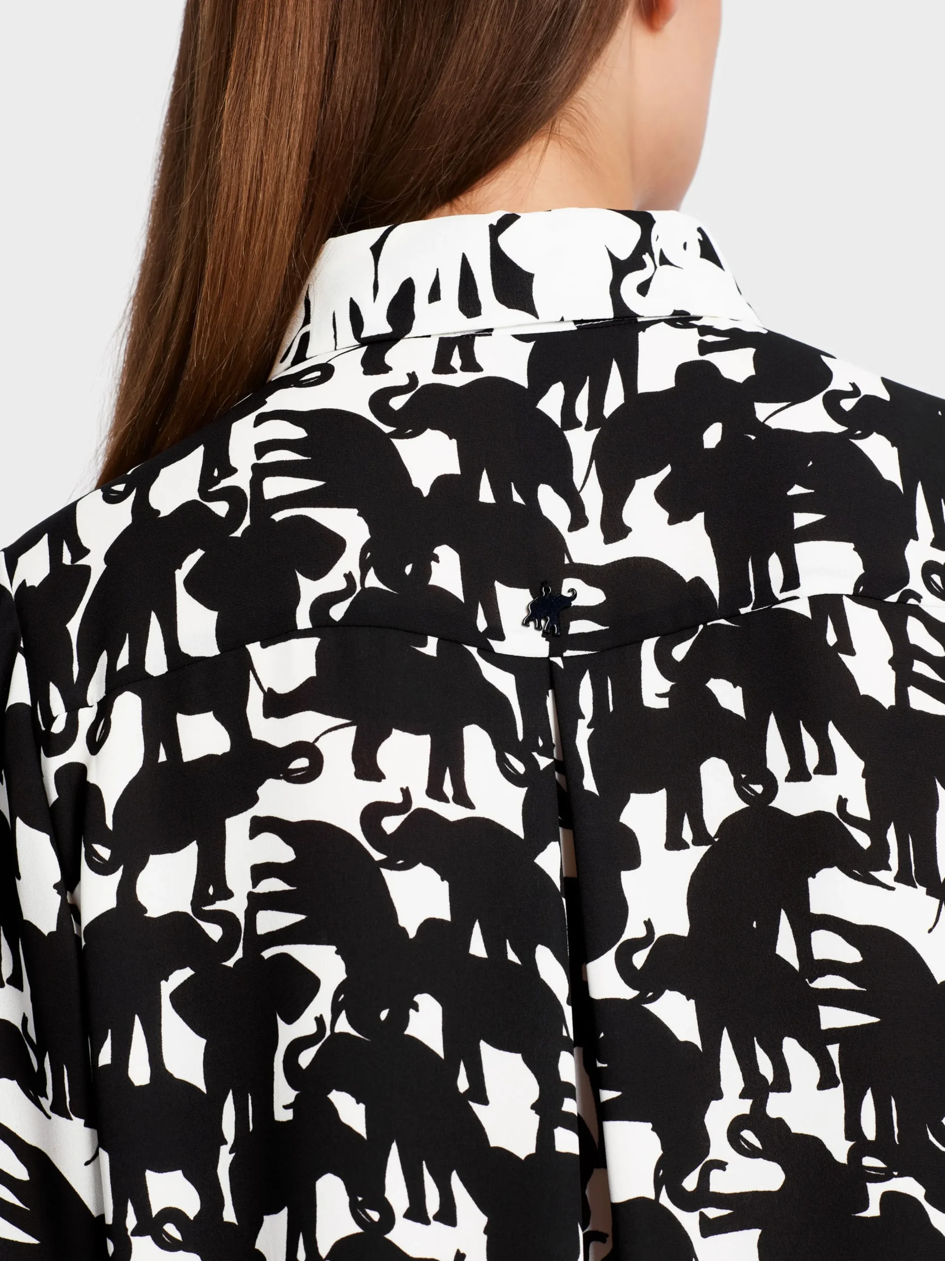 Marc Cain Kleider-HEMDBLUSENKLEID "RETHINK TOGETHER" black and white