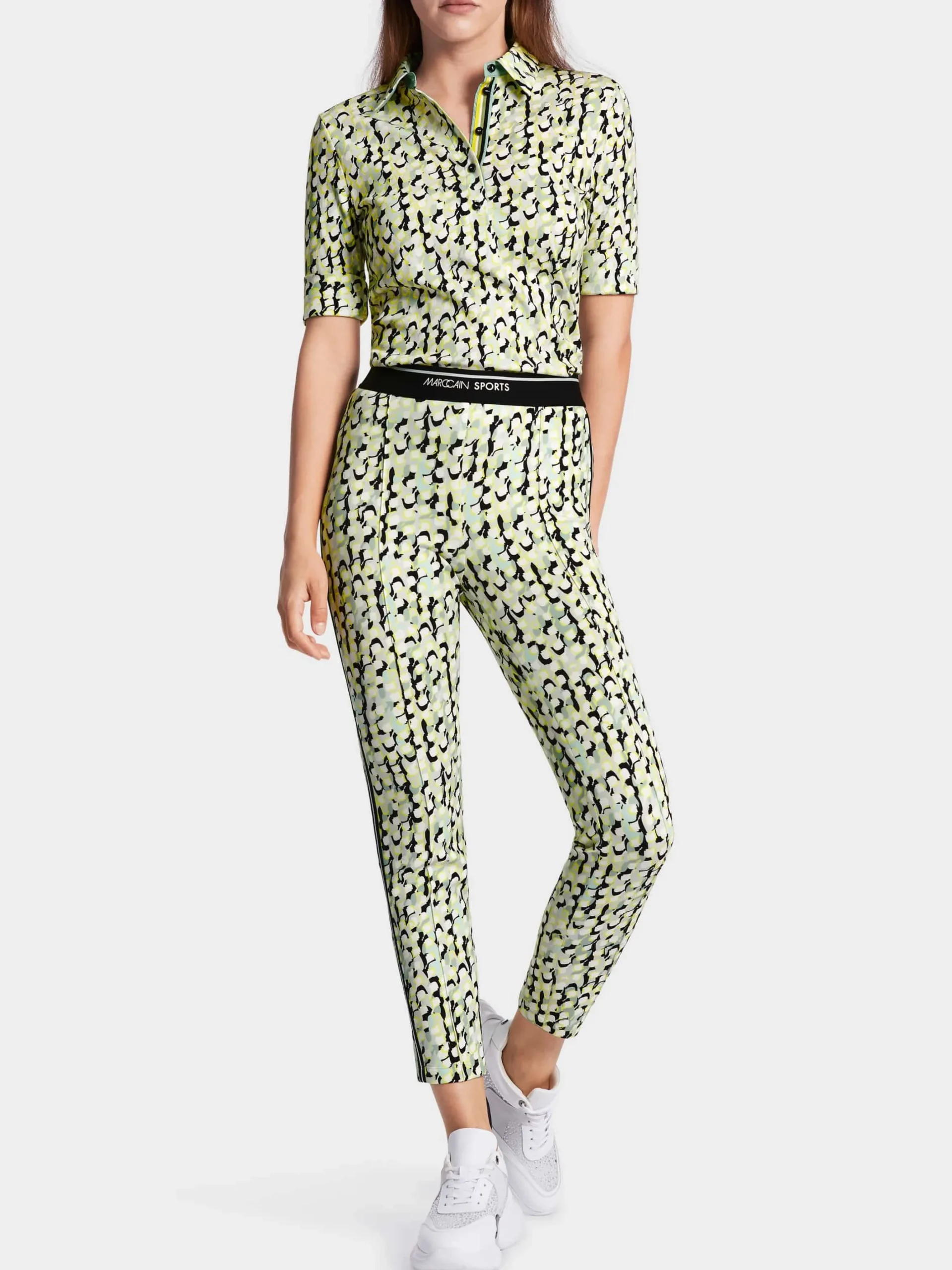 Marc Cain Hosen|Hosenanzüge-HOSE SOFIA – MIT ALLOVERPRINT UND GALON soft sage