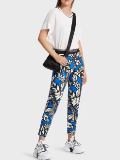 Marc Cain Hosen|Hosenanzüge-HOSE SOFIA - MIT FLORALEM OVERPRINT bright royal blue