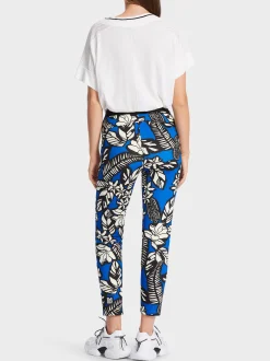 Marc Cain Hosen|Hosenanzüge-HOSE SOFIA - MIT FLORALEM OVERPRINT bright royal blue