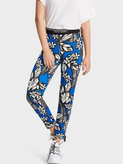 Marc Cain Hosen|Hosenanzüge-HOSE SOFIA - MIT FLORALEM OVERPRINT bright royal blue